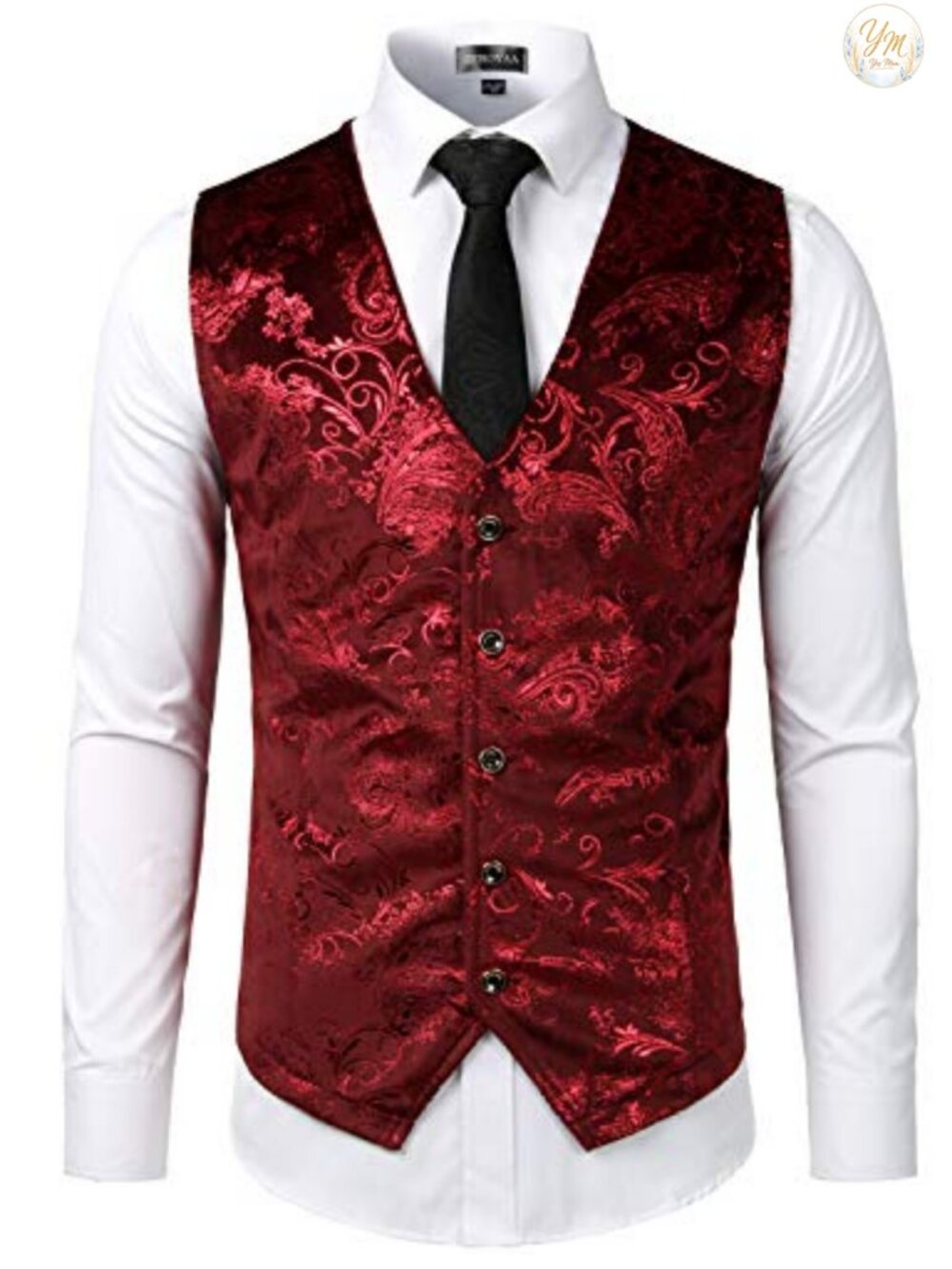 Mens Metallic Paisley Suit Vest Waistcoat Slim Fit Button